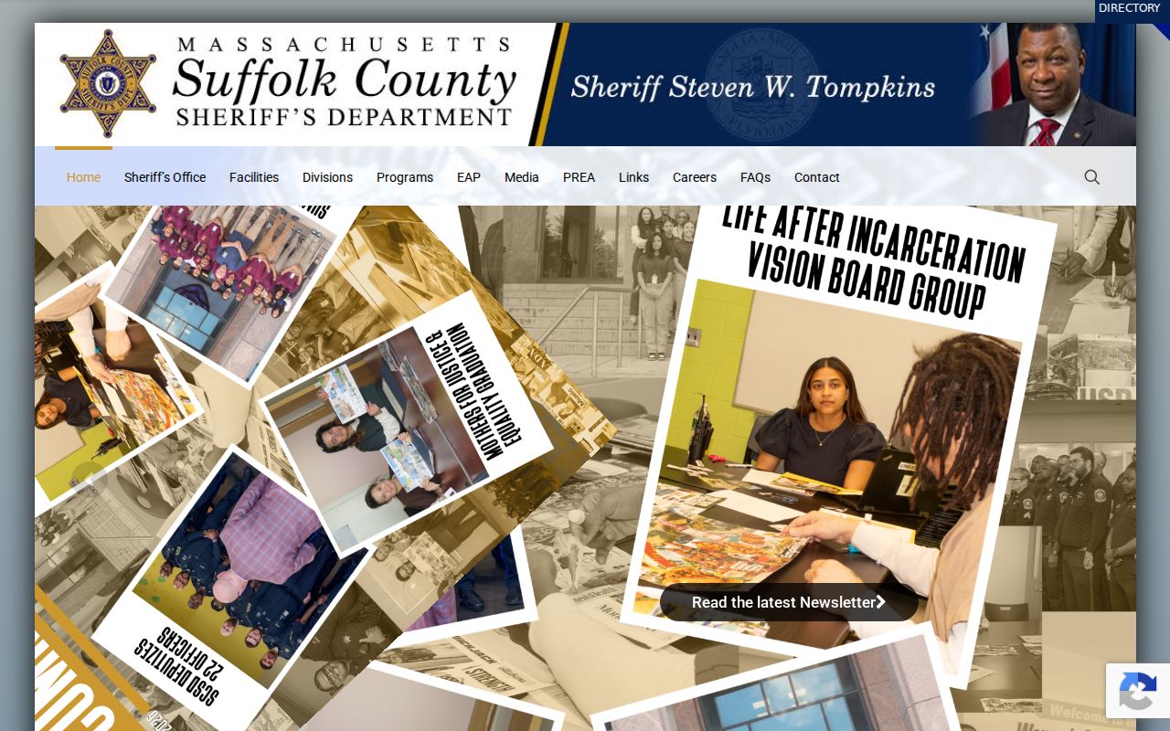 Suffolk County arrest warrant search context showing the county sheriff facilities and custody operations