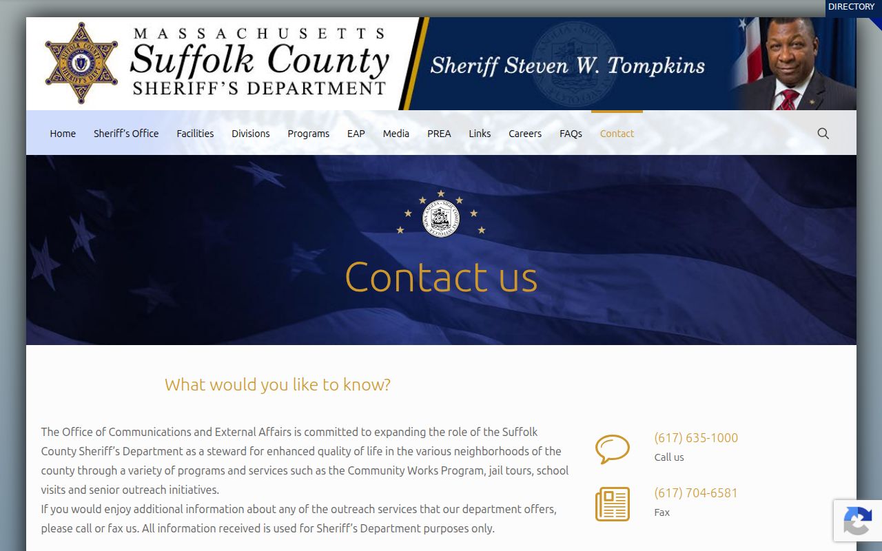 Suffolk County outstanding warrants contact page for the Sheriff records and access officer